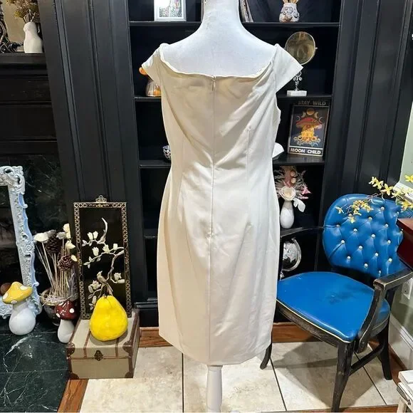Lauren Ralph Lauren Off-Shoulder Dress – Size 10 – NWT – Mascarpone Cream - Picture 6 of 11